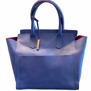 Innue Genuine Italian leather cornflower blue Stylish top zip Handbag.
